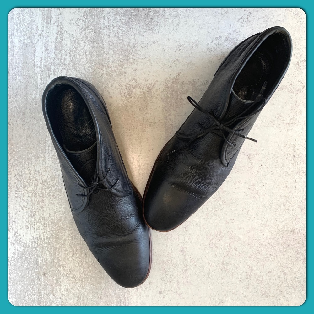 H by Hudson Black Leather Chukka Boots -Size 43/10